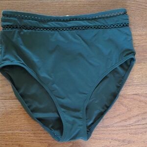 Azura from Bikini Village high waist Olive Bikini Bottoms with Lace Trim medium